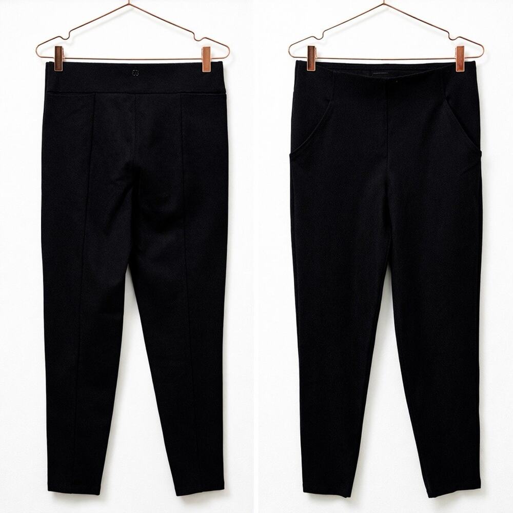 Betabrand Dress Pant Yoga Pant Size M Long Black Ponte Tapered Leg Stretch Work
